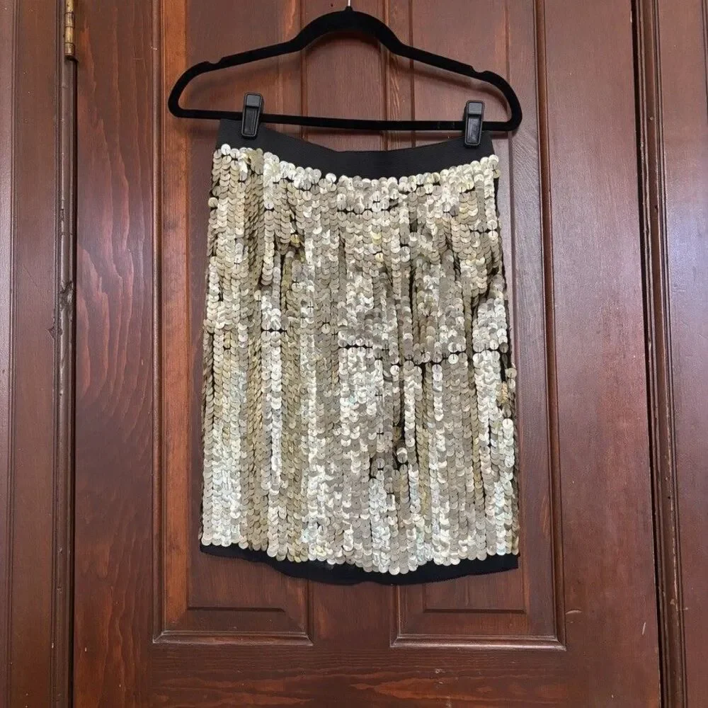 3.1 Phillip Lim Jumbo Gold Sequin Silk Pencil Skirt Size 6 Mermaidcore Disco